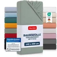 Blumtal Spannbettlaken Blumtal Basics 100% Baumwolle, Baumwolle, Gummizug: Rundum, (2 Stück), Jersey Bettlaken - atmungsaktiv, strapazierfähig und faltenfrei