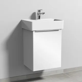 Sanipa 3way Waschtischunterbau zu Duravit Dura Square Waschtisch mit 1 Tür, Weiß-Glanz UF42578