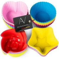 AVANA Muffinform Silikon Muffinförmchen wiederverwendbare Cupcake Backförmchen Muffin, (36-tlg), antihaftbeschichtet, umweltschonend, 8 Farben