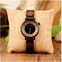 Holztick Bavaria Quarzuhr Gretl black GRETL BLACK, moderne Damenuhr aus Walnussholz