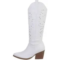 Ital-Design Damen Cowboyboots Western Westernstiefel Blockabsatz Western- & Bikerstiefel in Weiß