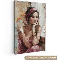 OneMillionCanvasses® Leinwandbild Frau - Lackierung - Porträt - Modern, Fotodruck (1 St), Leinwand Canvas Wandbild, Wanddekoration 20x30 cm