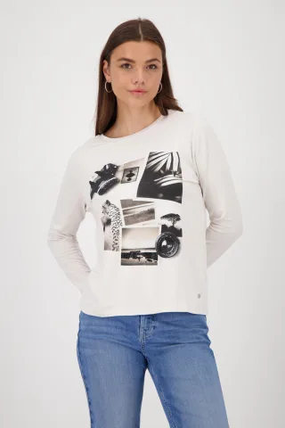 monari - Langarm Shirt mit Collage oat milk - Gr. - 46