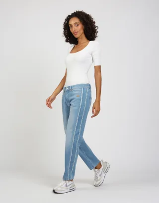 GANG Damen Jeans 94NADIA STRIPE - cropped boyfriend fit Jeans light fringy stripe