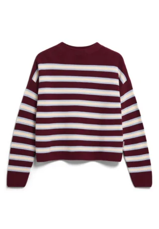 Armedangels - Gestreifter Strickpullover beige/rot - Gr. - L