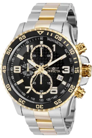 Invicta Specialty 69814 Herrenuhr - Quarzwerk - Stahl mit schwarzem Zifferblatt - 48 mm