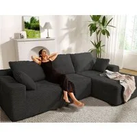 Patbrela Ecksofa Couch L-Form 263cm, Sofa Links Samtstoff Vierersofa mit Liegefläche, keine Montage erforderlich
