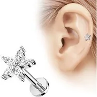Taffstyle Piercing-Set Tragus Ohr Knorpel Helix Piercing Kristall Blüte, Piercing Stecker Glitzer Kugeln Ohr Cartilage Ohrpiercing Barbell Stab
