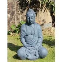 NEUSTEIN Buddhafigur XXXL Großer Buddha 100 cm Steinoptik Garten Deko Figur Skulptur