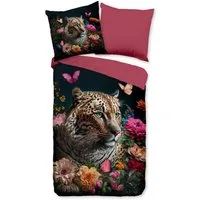 PURE luxury collection Wendebettwäsche Borra, Microfaser, 2 teilig, Mikrofaser, 135x200, Pflegeleicht, Reißverschluss, Leopard, Schwarz