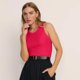 Ärmelloses, geripptes Top, Damen,  Pink, Elasthan/Viskose/Viskose-Mischung, by Lands' End