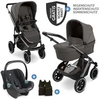 ABC Design Kombi-Kinderwagen Salsa 5 Air Set - Almond, 3in1 Kinderwagen Buggy mit Babywanne, Babyschale, Sportsitz & Zubehör