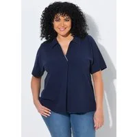 Ulla Popken T-Shirt T-Shirt Ziersteinborte Oversized Hemdkragen