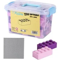 Katara Bausteine Box-Set mit 520 Steinen + Platte + Box Konstruktionsspielsteine, (3er Set), Pink-Lila gemischt, 100% Kompatibel Sluban, Papimax, Q-Bricks, LEGO®
