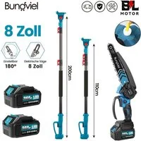 Bundviel Akku-Hochentaster Teleskop Astsäge Astschere Teleskopsäge Akku Kettensäge Hochentaster, bis 235,5 m Arbeitshöhe, Bürstenloser Motor, mit 2× 4000mAh Akku