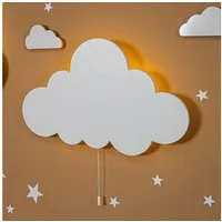 COZYCOLLECTIONS LED Wandleuchte Handbemaltes LED-Wandnachtlicht „Elefant auf dem Mond“ in Holzoptik, LED, Warmweiß, Montessori-Design: ruhige Formen, warmes LED, kabellos