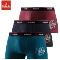 s.Oliver Boxer Boxershorts für Herren (Packung, 3-St) mit Print auf dem Bein