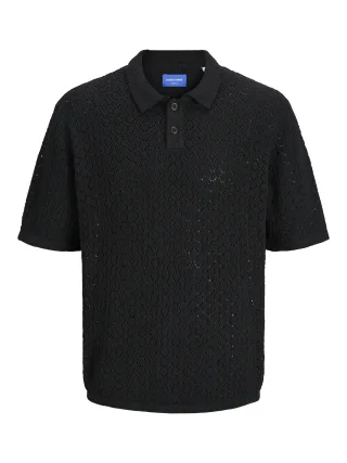 JACK&JONES - JORHYDRA KNIT SS POLO black - Gr. - L