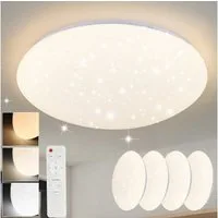 Nettlife LED Deckenleuchte Sternenhimmel Dimmbar mit Fernbedienung 28CM 37W Deckenbeleuchtung, LED fest integriert, Warmweiß, Neutralweiß, Kaltweiß, für Schlafzimmer Flur Kinderzimmer Küche Flur Wohnzimmer