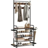 Woltu Kleiderständer, 4-in-1 Garderobenständer, für Flur Schlafzimmer, 80x190x30 cm