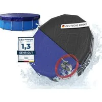 Planenfux® Pool-Abdeckplane Poolplanen rund PE Material - Blau (PARENT), Ø 280 - 320 cm Poolabdeckung rund aus verstärktem 200g/m² PE Material