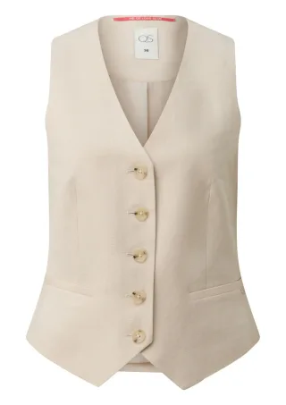 Q/S designed by - Weste aus Leinenmix beige - Gr. - 44