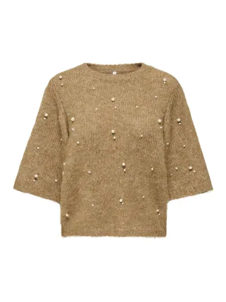 ONLY - ONLDOLLY SS PEARL O-NECK CC KNT Foxtrot - Gr. - M
