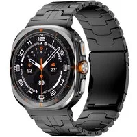 Wigento Smartwatch-Armband Für Samsung Galaxy Watch Ultra 47mm Three Bead Metall Armband Schwarz, Titanlegierung Armband, verstellbare Länge, schweiß- und wasserfest.