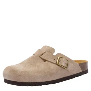scholl - Bequeme Pantolette mit verstellbarem Riemen und Schnalle beige - Gr. - 37