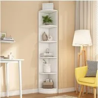 Flieks Bücherregal Hochschrank Holzschrank Lagerregal, B42/T30/H180 cm 1-tlg., Eckschrank Standregal Aktenschrank mit 5 Fächern aus MDF, Weiß