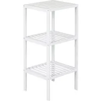 axentia Regal Bambus, Standregal, Holzregal, weiß, Badregal, 3 Ablagen, weiß