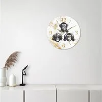 OTTO home Wanduhr Affen - Glas Ø 30cm (wahlweise mit Quarz- oder Funkuhrwerk, lautlos ohne Tickgeräusche)