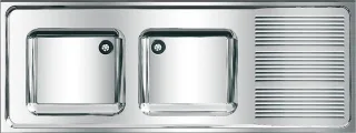 KWC Aquarotter Gewerbespüle, MAXIMA, Edelstahl, 2 Becken, 1600x382x600 mm, Tropfteil re, 2000057704 2000057704