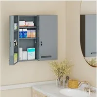 Kleankin Medizinschrank (Erste-Hilfe-Schrank, 1-St., Medikamentenschrank) abschließbar, 6 Regalfächer, pulverbeschichtet, wandmontagefähig
