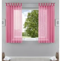 Gardinenbox Gardine (2 St), Schlaufen, transparent, Voile, Transparent Vorhang Set Voile Bleibandabschluss 61000CN