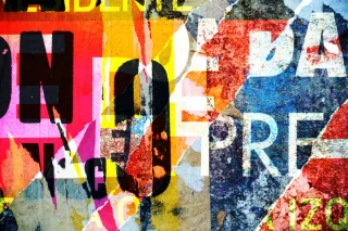 queence Acrylglasbild "Papierstücke" Buchstaben  Fashion  Kunst Fine Art-Print in Galeriequalität
