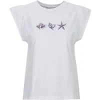 RICHROYAL T-Shirt Ruffles and Sea Print