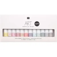 Rico-Design Verlag Kreativset Rico Design ART Künstler Acrylfarben-Set Pastell - 12 Farben je 12 ml, (12-tlg), Malfarbe für Anfänger, Profikünstler, Kinder & Erwachsene