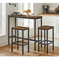VASAGLE Bartisch Bartisch-Set, Stehtisch(100x40x90cm) mit 2 Barhockern