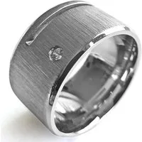 viva-adorno Fingerring Herren Edelstahl Ring Breit XL Zirkonia Oberfläche matt gebürstet, Herrenring Daumenring D1a