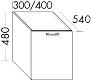Burgbad Unterschrank System 30 Preisgruppe 2 Echo 480x400x540 Eiche Dekor Nachtschwarz, WUSB040F7321 WUSB040F7321
