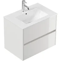 Posseik Badmöbel-Set Badmöbel Waschplatz "Limes 70 cm" weiß Hochglanz