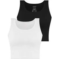 Janice Tanktop 2 x Damen crop Top Namlea Kurzes Tanktop aus Baumwolle