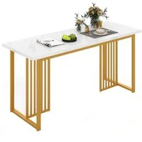 COSTWAY Esstisch, mit Marmoroptik & Metallbeinen für 6-8 Personen 160x60cm