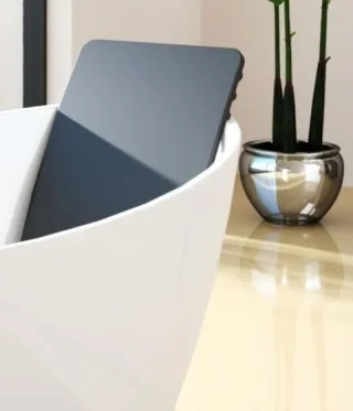 Hoesch Rückenlehne 676x360 mm aus Polyethuran für Badewanne Namur 69194 schwarz