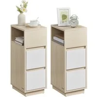 VASAGLE Nachttisch (2-St), 1er Set/2er Set, schmal, Beistelltisch mit 2 Schubladen, offenes Fach
