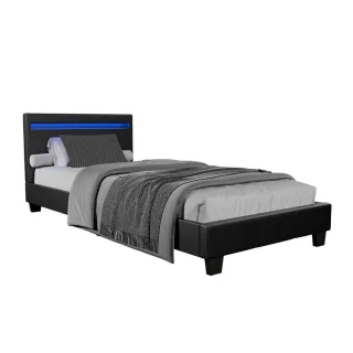 Juskys Polsterbett, Schwarz, Holz, 90x200 cm, Schlafzimmer, Betten, Polsterbetten