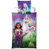 MTOnlinehandel Kinderbettwäsche Unicorn Academy Einhorn 135x200 + 80x80 cm, magisches Design, 100% Microfaser, 2 teilig, Farbenfrohes Motiv für kleine Einhorn-Fans – weich und pflegeleicht