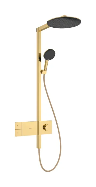 Hansgrohe Showerpipe Raindance Alive S 300 1jet EcoSmart mit Thermostat polished gold optic , 2458 24583990
