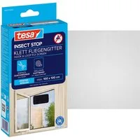 tesa Fliegengitter-Gewebe Klett Fliegengitter für Fenster - Insektenschutz, (Packung, 1-St., Fliegennetz, Klettband), Fliegen Netz - 100 cm x 100 cm